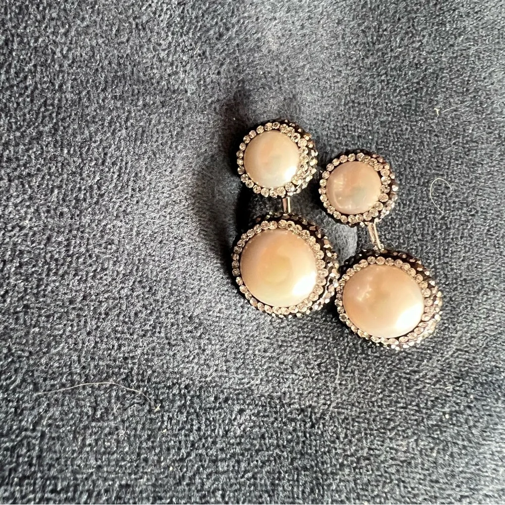 Very cool pearl and shiny costume earrings pierced lovely condition